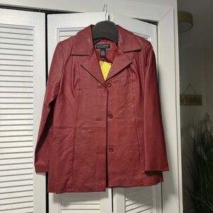 Dialogue Vintage Red Genuine Leather Jacket